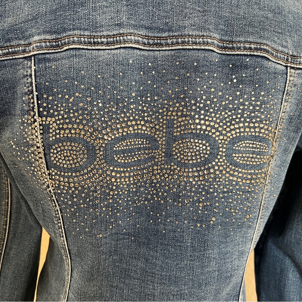bebe Cropped Bling Denim Jacket - Picture 5 of 16